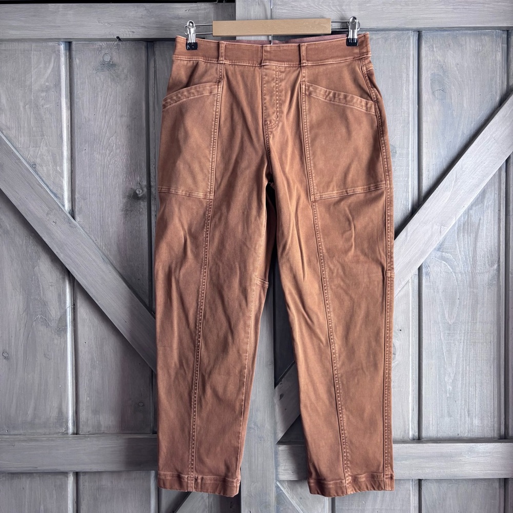 Women’s SPANX Pants STRETCH TWILL STRAIGHT LEG‎ LARGE fall chestnut nuetral - Picture 3 of 12